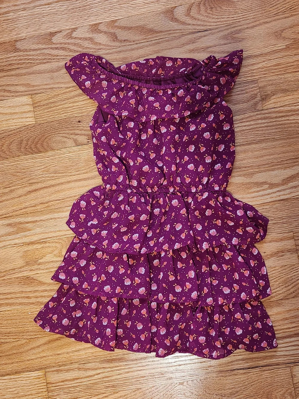 The Children's Place Purple Floral Ruffle Tiered Dress